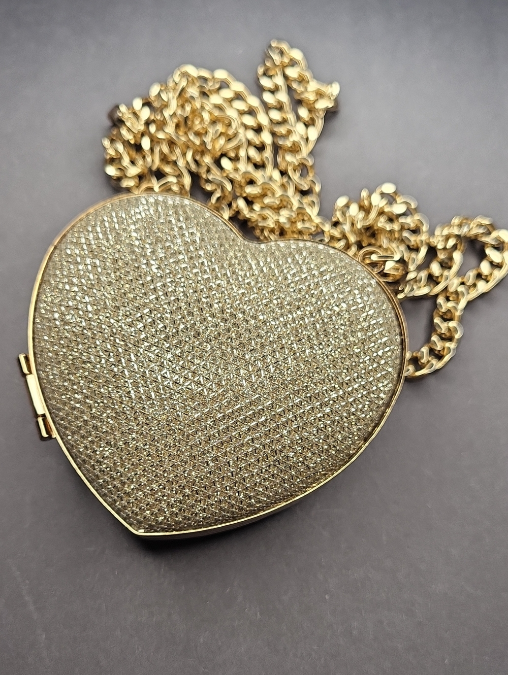 Gold Heart-Shaped Crossbody Bag with Chain Strap